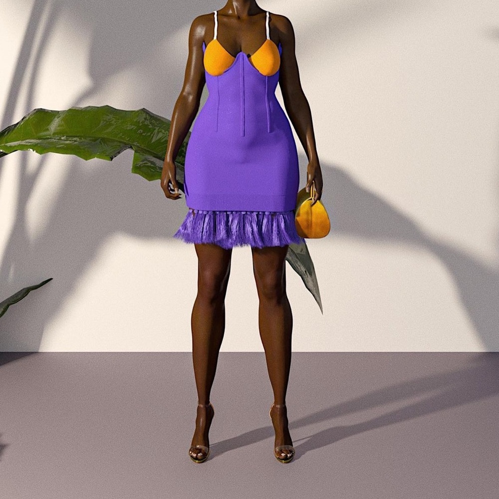 Hanifa Nina Corset purple skirt